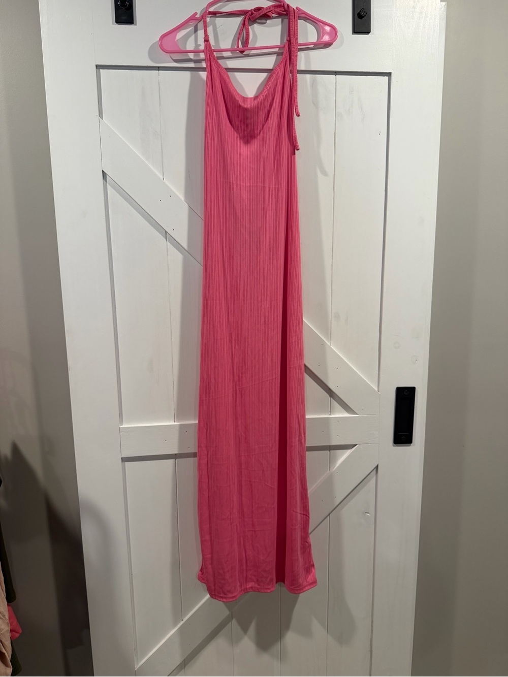 Zaful Hot Pink Tie-Neck Maxi Dress